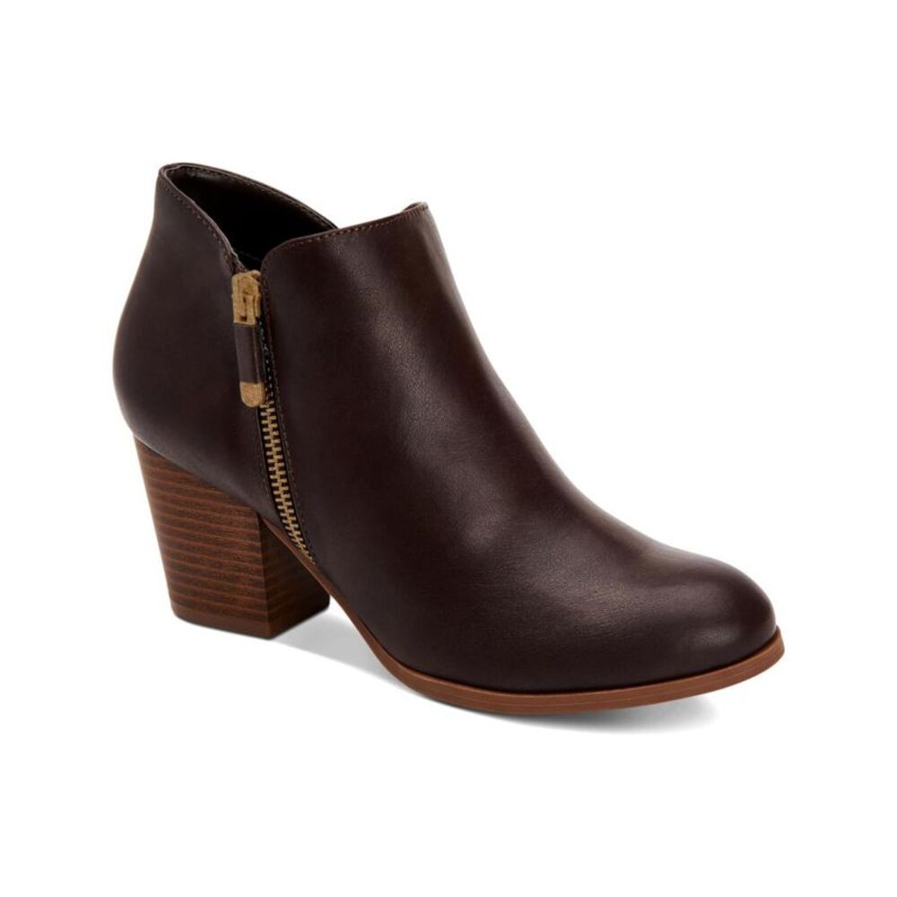 STYLE & COMPANY Womens Brown Notched At Sides Masrinaa Almond Booties 11 M